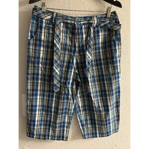 New Size 10 White Stag Belted Plaid Capri #1436*10**